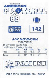 1989 Panini Stickers (UK) #142 Jay Novacek Back