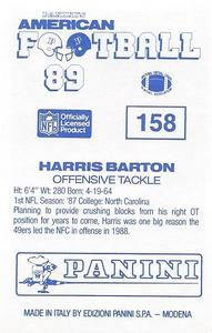 1989 Panini Stickers (UK) #158 Harris Barton Back