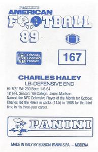 1989 Panini Stickers (UK) #167 Charles Haley Back