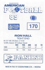1989 Panini Stickers (UK) #170 Ron Hall Back