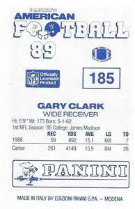 1989 Panini Stickers (UK) #185 Gary Clark Back