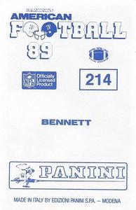 1989 Panini Stickers (UK) #214 Cornelius Bennett Back