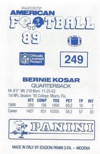 1989 Panini Stickers (UK) #249 Bernie Kosar Back