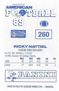 1989 Panini Stickers (UK) #260 Ricky Nattiel Back