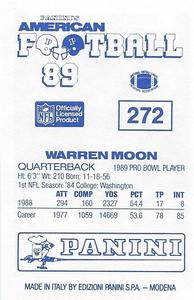 1989 Panini Stickers (UK) #272 Warren Moon Back