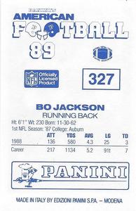 1989 Panini Stickers (UK) #327 Bo Jackson Back