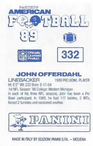 1989 Panini Stickers (UK) #332 John Offerdahl Back