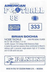 1989 Panini Stickers (UK) #333 Brian Sochia Back