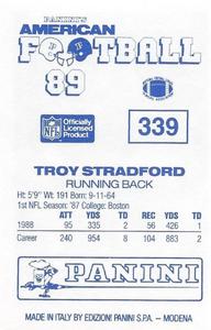 1989 Panini Stickers (UK) #339 Troy Stradford Back