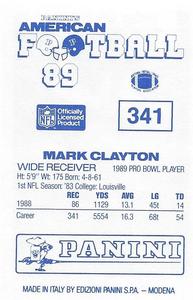 1989 Panini Stickers (UK) #341 Mark Clayton Back