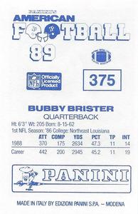 1989 Panini Stickers (UK) #375 Bubby Brister Back