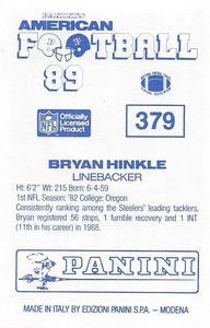1989 Panini Stickers (UK) #379 Bryan Hinkle Back
