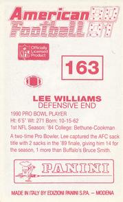 1990 Panini Stickers (UK) #163 Lee Williams Back