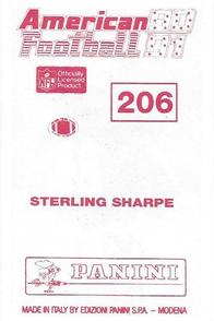 1990 Panini Stickers (UK) #206 Sterling Sharpe Back