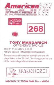 1990 Panini Stickers (UK) #268 Tony Mandarich Back