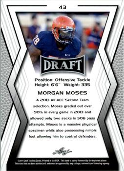 2014 Leaf Draft #43 Morgan Moses Back