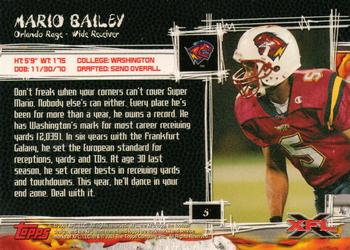 2001 Topps XFL #5 Mario Bailey Back