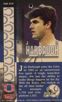 1994 Pro Tags #TAG 070 Jim Harbaugh Back