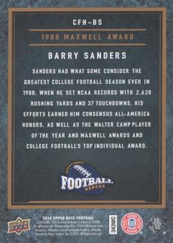 2014 Upper Deck - College Football Heroes: 1970s and 1980s #CFH-BS Barry Sanders Back