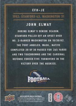 2014 Upper Deck - College Football Heroes: 1970s and 1980s #CFH-JE John Elway Back