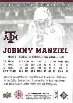 2014 Upper Deck - Johnny Manziel Career Highlights #JM13 Johnny Manziel Back