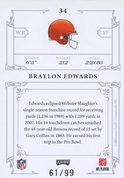 2008 Playoff National Treasures #34 Braylon Edwards Back