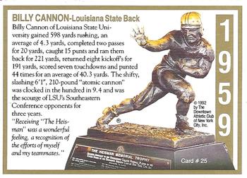 1992 Heisman Collection II #25 Billy Cannon Back