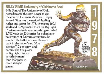 1992 Heisman Collection II #44 Billy Sims Back