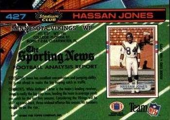 1991 Stadium Club - Super Bowl XXVI #427 Hassan Jones Back
