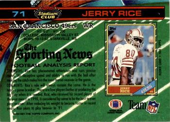 1991 Stadium Club - Super Bowl XXVI #71 Jerry Rice Back