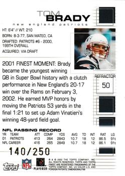 2002 Finest - Refractors #50 Tom Brady Back