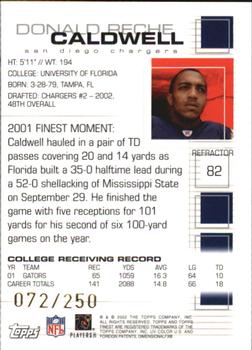 2002 Finest - Refractors #82 Donald Reche Caldwell Back