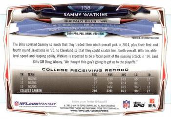 2014 Topps Chrome #138 Sammy Watkins Back
