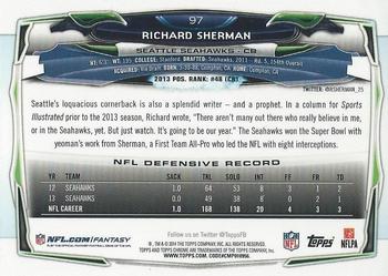 2014 Topps Chrome #97 Richard Sherman Back