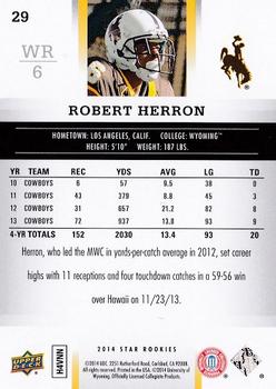 2014 Upper Deck Star Rookies #29 Robert Herron Back