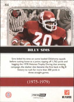 2009 Press Pass Legends #84 Billy Sims Back