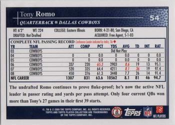 2009 Topps #54 Tony Romo Back