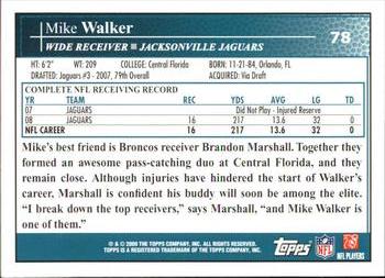 2009 Topps #78 Mike Walker Back