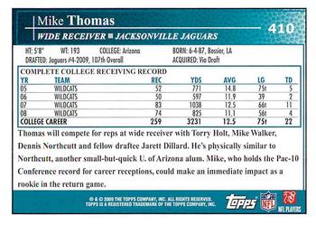 2009 Topps #410 Mike Thomas Back
