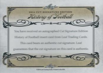 2014 Leaf Best of Football - History of Football Cut Signatures #NNO Sonny Randle Back