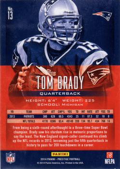 2014 Panini Prestige #13 Tom Brady Back