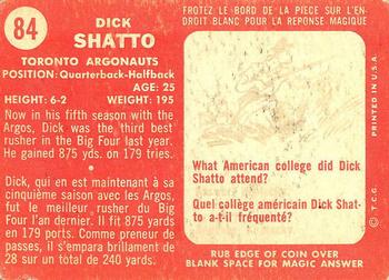 1958 Topps CFL #84 Dick Shatto Back