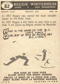 1959 Topps CFL #82 Reggie Whitehouse Back