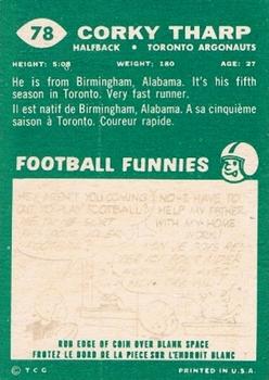 1960 Topps CFL #78 Tom Tharp Back
