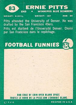 1960 Topps CFL #83 Ernie Pitts Back