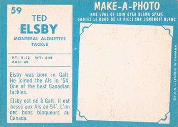 1961 Topps CFL #59 Ted Elsby Back