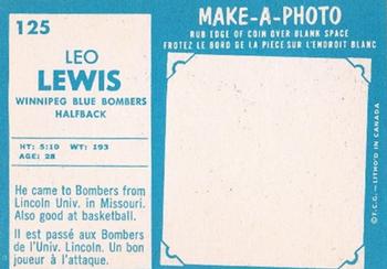 1961 Topps CFL #125 Leo Lewis Back