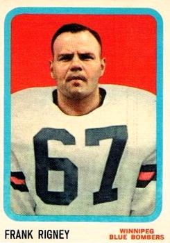 1963 Topps CFL #84 Frank Rigney Front