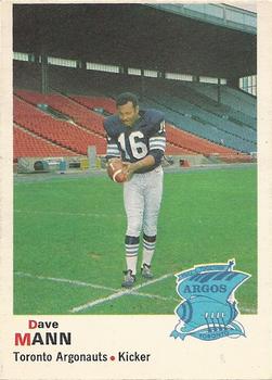 1970 O-Pee-Chee CFL #12 Dave Mann Front
