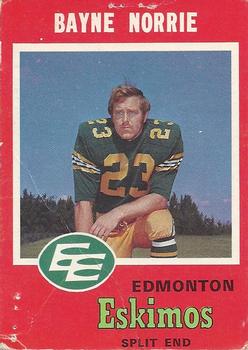 1971 O-Pee-Chee CFL #46 Bayne Norrie Front